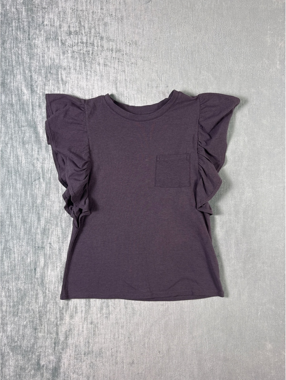 Art Class Girls Ruffle Sleeve Pocket T-Shirt Purple Size M 7/8 NWT